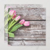 Invitation à la douche nuptiale - Tulipes roses et (Devant / Derrière)