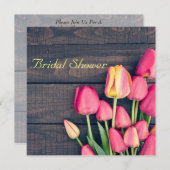 Invitation à la douche nuptiale - Tulipes roses fo (Devant / Derrière)