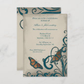 Invitation à la douche nuptiale turquoise à papill (Devant / Derrière)