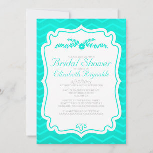 Invitation à la douche nuptiale Turquoise Chevron