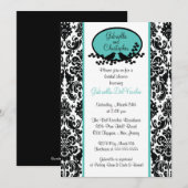 Invitation à la douche nuptiale turquoise Damask (Devant / Derrière)