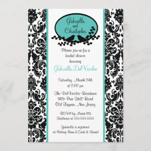 Invitation à la douche nuptiale turquoise Damask