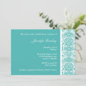 Invitation à la douche nuptiale turquoise Damask (Debout devant)