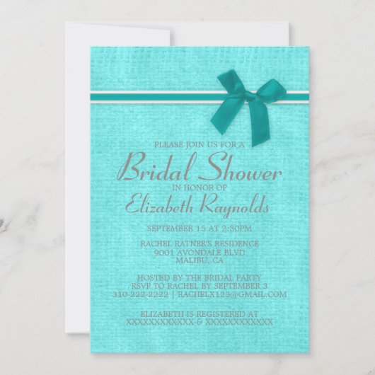 Invitation à la douche nuptiale Turquoise de Burla (Devant)
