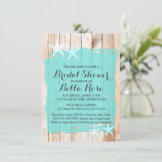 Invitation à la douche nuptiale turquoise d'étoile (Debout devant)