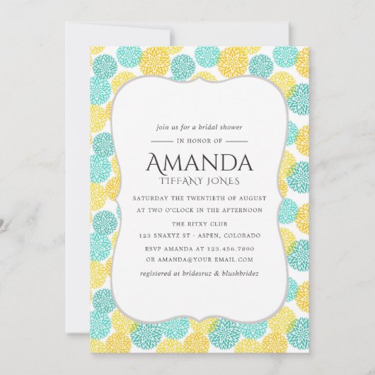 Invitation à la douche nuptiale Turquoise et jaune (Devant)