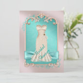 Invitation à la douche nuptiale turquoise Gold et  (Debout devant)