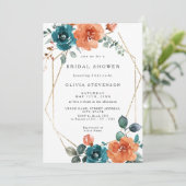 Invitation à la douche nuptiale Turquoise or Burnt (Debout devant)