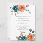Invitation à la douche nuptiale Turquoise orange b (Devant)