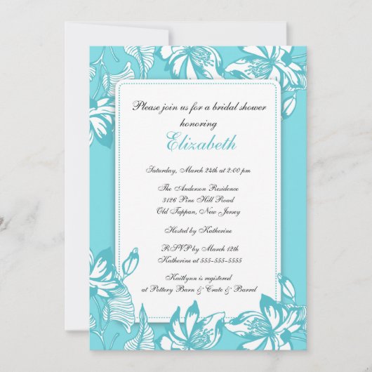 Invitation à la douche nuptiale turquoise tendance (Devant)