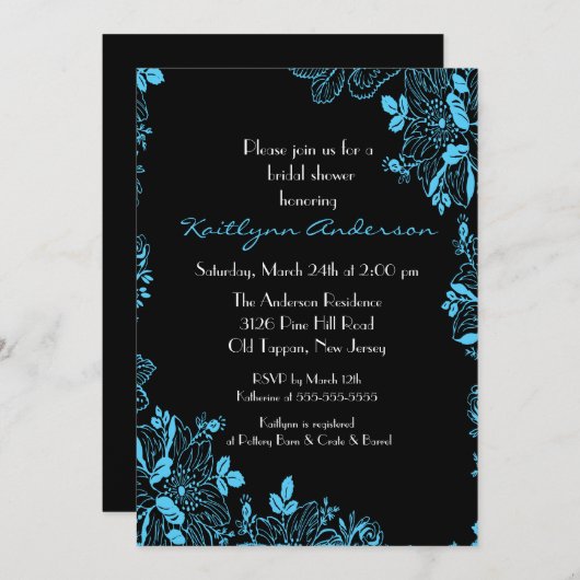 Invitation à la douche nuptiale turquoise tendance (Devant / Derrière)