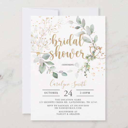 Invitation à la douche nuptiale verte (Devant)