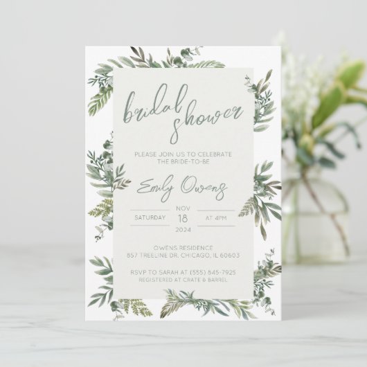 Invitation à la douche nuptiale verte (Debout devant)