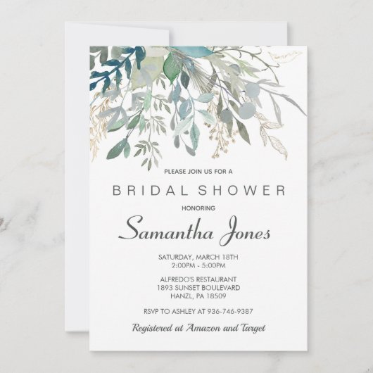 Invitation à la douche nuptiale verte (Devant)