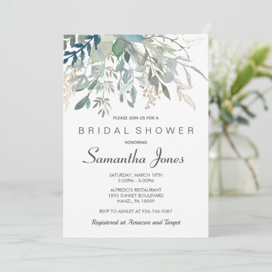 Invitation à la douche nuptiale verte (Debout devant)