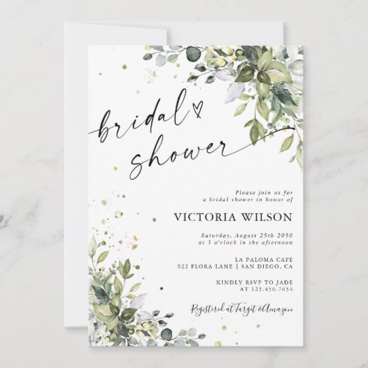 Invitation à la douche nuptiale verte (Devant)