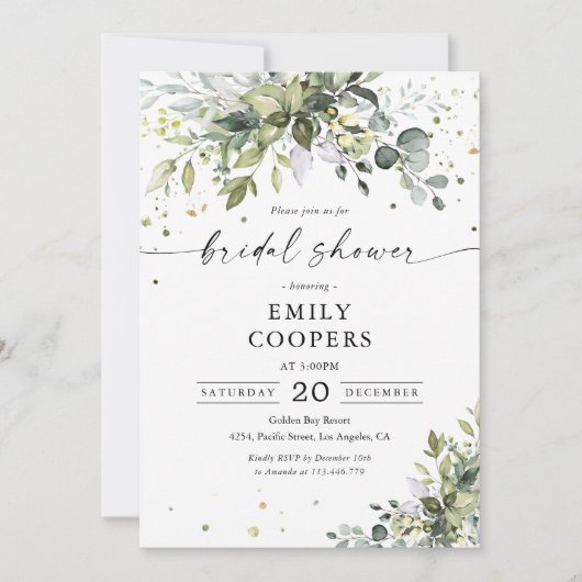 Invitation à la douche nuptiale verte (Devant)