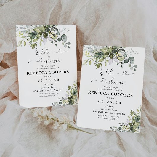 Invitation à la douche nuptiale verte