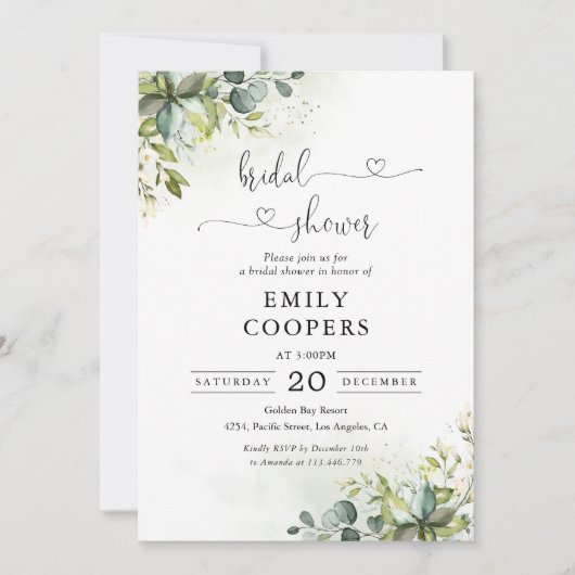 Invitation à la douche nuptiale verte (Devant)