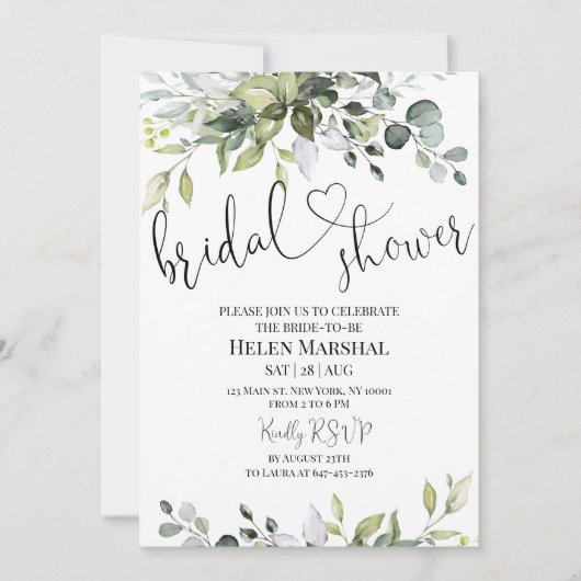 Invitation à la douche nuptiale verte (Devant)