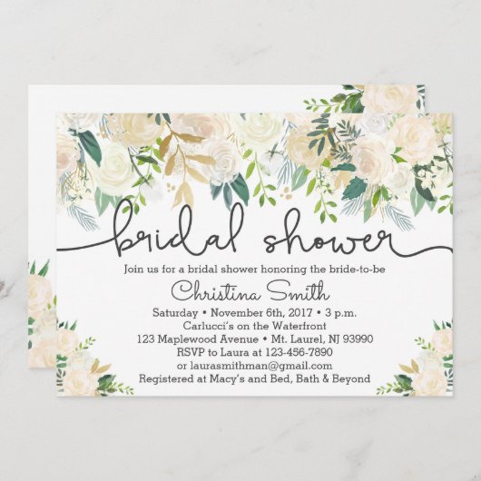 Invitation à la douche nuptiale verte avec Accents (Devant / Derrière)