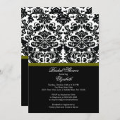 Invitation à la douche nuptiale verte Damask Olive (Devant / Derrière)