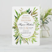 Invitation à la douche nuptiale verte et feuille d (Debout devant)