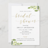 Invitation à la douche nuptiale verte et or (Devant)