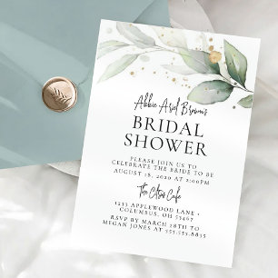 Invitation à la douche nuptiale verte minimale