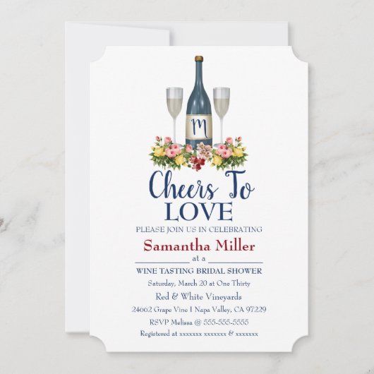 Invitation À La Douche Nuptiale Vin Ou Vin (Devant)