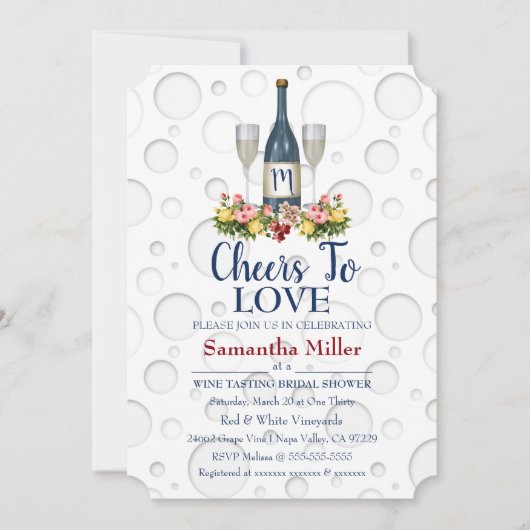 Invitation À La Douche Nuptiale Vin Ou Vin (Devant)