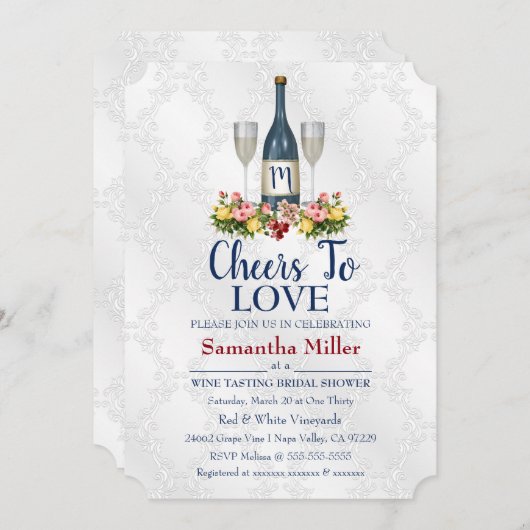 Invitation À La Douche Nuptiale Vin Ou Vin (Devant / Derrière)