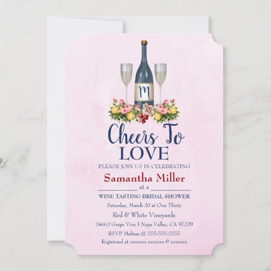 Invitation À La Douche Nuptiale Vin Ou Vin (Devant)