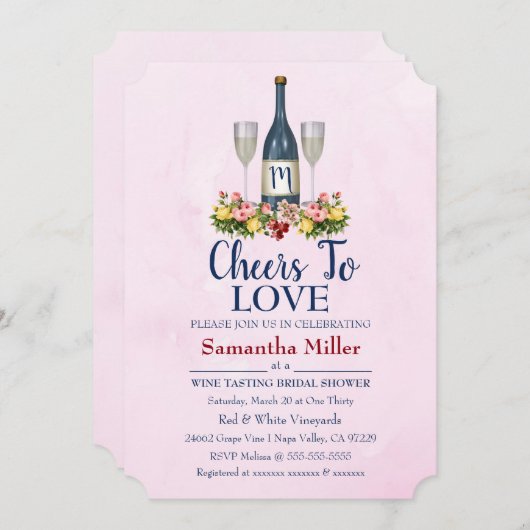 Invitation À La Douche Nuptiale Vin Ou Vin (Devant / Derrière)