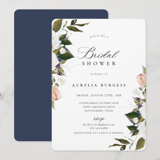 Invitation à la douche nuptiale vintage (Devant / Derrière)
