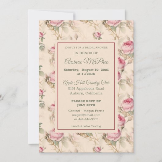 Invitation à la douche nuptiale Vintage (Devant)