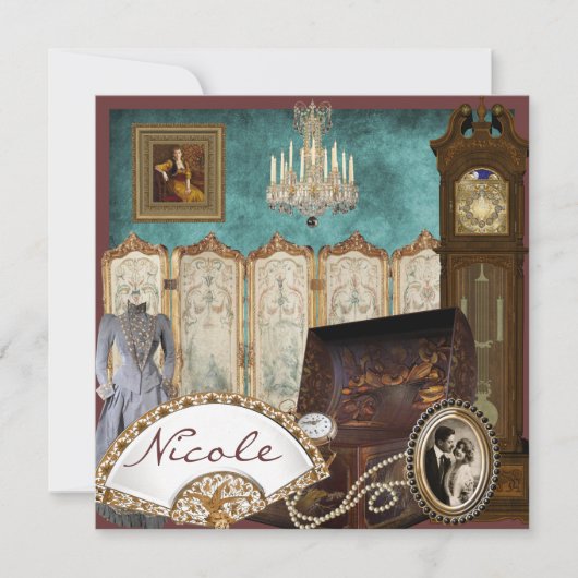 Invitation à la douche nuptiale Vintage (Devant)