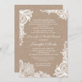 Invitation à la douche nuptiale Vintage Burlap et  (Devant / Derrière)