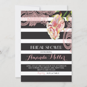 Invitation à la douche nuptiale vintage Rose en ba
