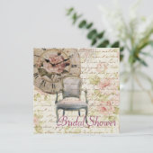 Invitation à la douche nuptiale vintage rose rose (Debout devant)