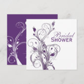 Invitation à la douche nuptiale violette et blanch (Devant / Derrière)