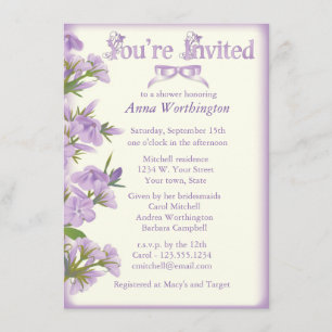 Invitation à la douche nuptiale violette Fleur sau