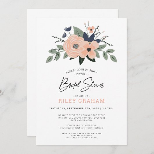 Invitation à la douche nuptiale virtuelle (Devant / Derrière)