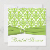 Invitation à la douche nuptiale White, Lime Damask (Devant)