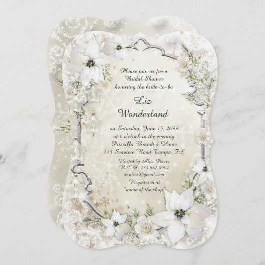 Invitation à la douche nuptiale,Wonderland hiverna (Devant / Derrière)