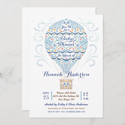 Invitation à la douche pour bébé Bébé Bébé Bébé Bé (Devant / Derrière)