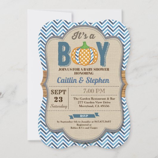 Invitation à la douche pour bébé Citrouille rustiq (Devant)