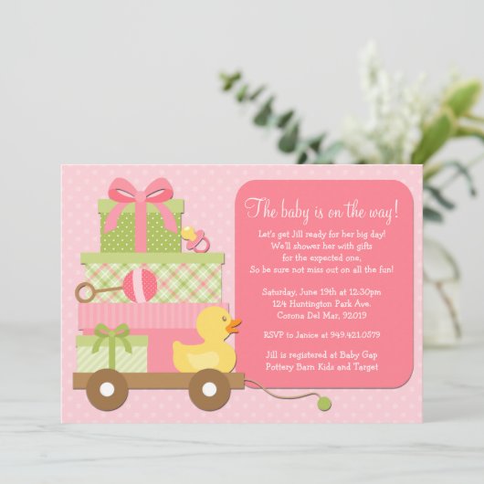 Invitation à la douche pour bébé de canard (Debout devant)