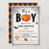 Invitation à la douche pour bébé d'Halloween. C'es (Devant / Derrière)