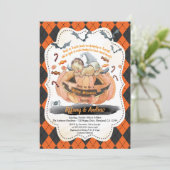 Invitation à la douche pour bébé d'Halloween. Garç (Debout devant)